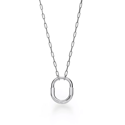 [⭐Luxery Jewels]LOCK NECKLACE MEDIUM PENDANT SILVER PAVED DIAMONDS