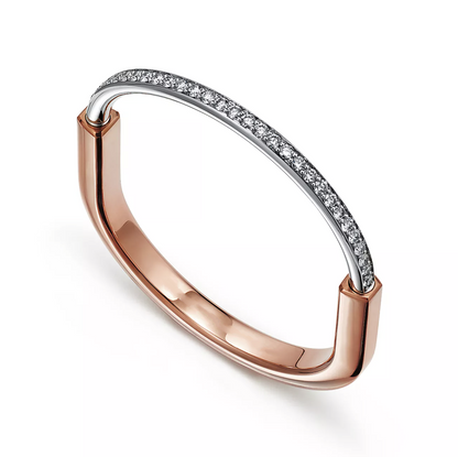 [⭐Luxery Jewels]LOCK BRACELET ROSE AND WHITE GOLD DIAMOND