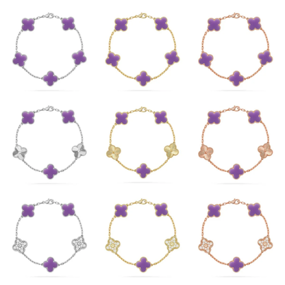 [⭐Luxus]CLOVER 5 MOTIV HELLVIOLETT ARMBAND KOLLEKTION