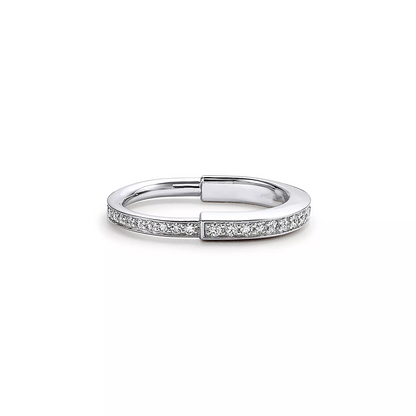 [⭐Luxery Jewels]LOCK RING SILVER DIAMOND PAVED
