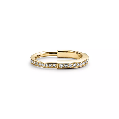 [⭐Luxery Jewels]LOCK RING GOLD DIAMOND PAVED