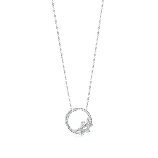 [⭐Luxery Jewels]DIAMOND VINE CIRCLE PENDANT PLATINUM NECKLACE