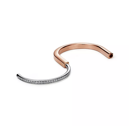 [⭐Luxery Jewels]LOCK BRACELET ROSE AND WHITE GOLD DIAMOND