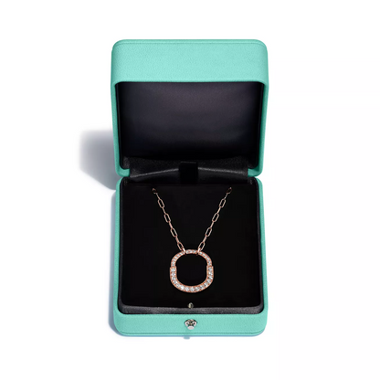 [⭐Luxery Jewels]SCHLOSS-HALSKETTE MITTLERER ANHÄNGER ROSÉGOLD MIT DIAMANT-PAVÉ
