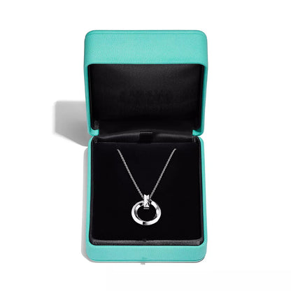 [⭐Luxery Jewels]T CIRCLE PENDENT SILVER NECKLACE