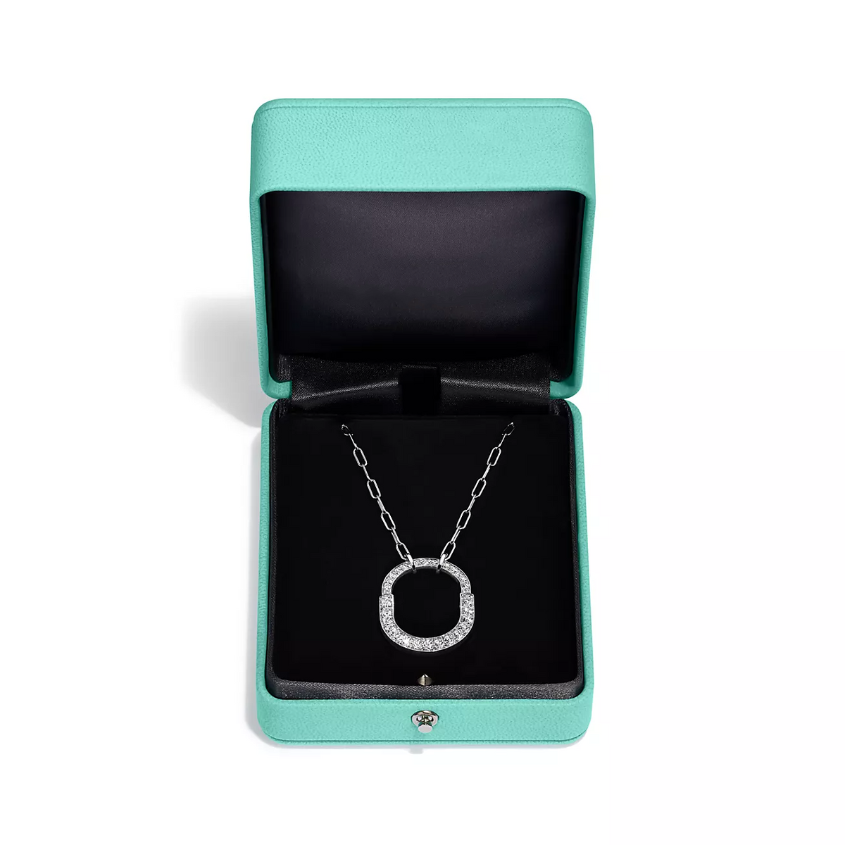 [⭐Luxery Jewels]LOCK NECKLACE MEDIUM PENDANT SILVER PAVED DIAMONDS
