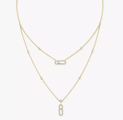 [Luxery]MS Double-Circle Full-Diamond Necklace