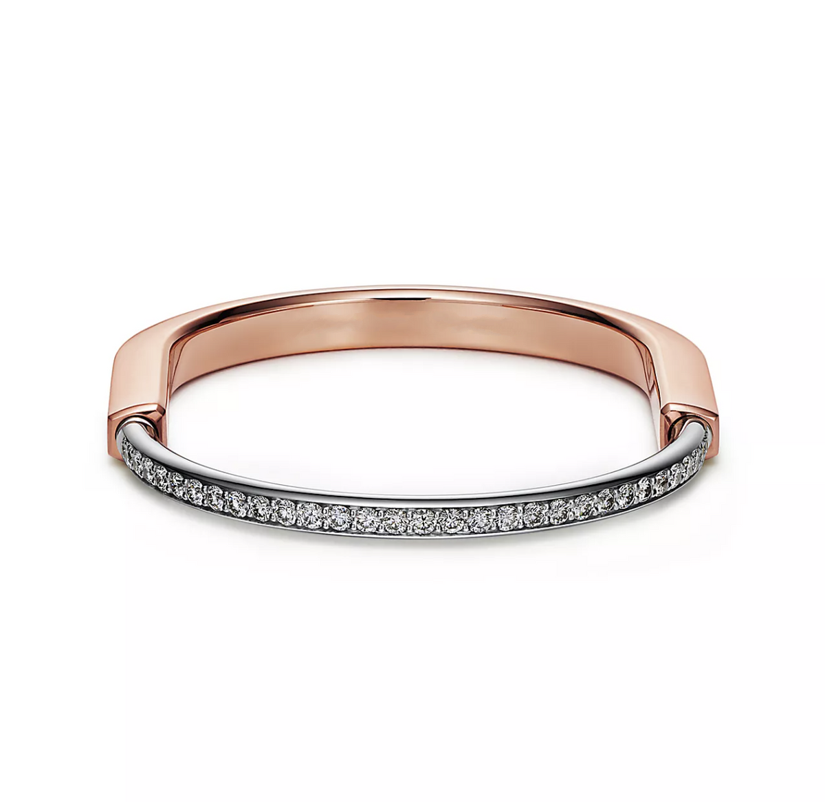 [⭐Luxery Jewels]LOCK BRACELET ROSE AND WHITE GOLD DIAMOND