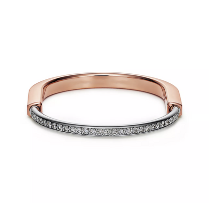 [⭐Luxery Jewels]LOCK BRACELET ROSE AND WHITE GOLD DIAMOND