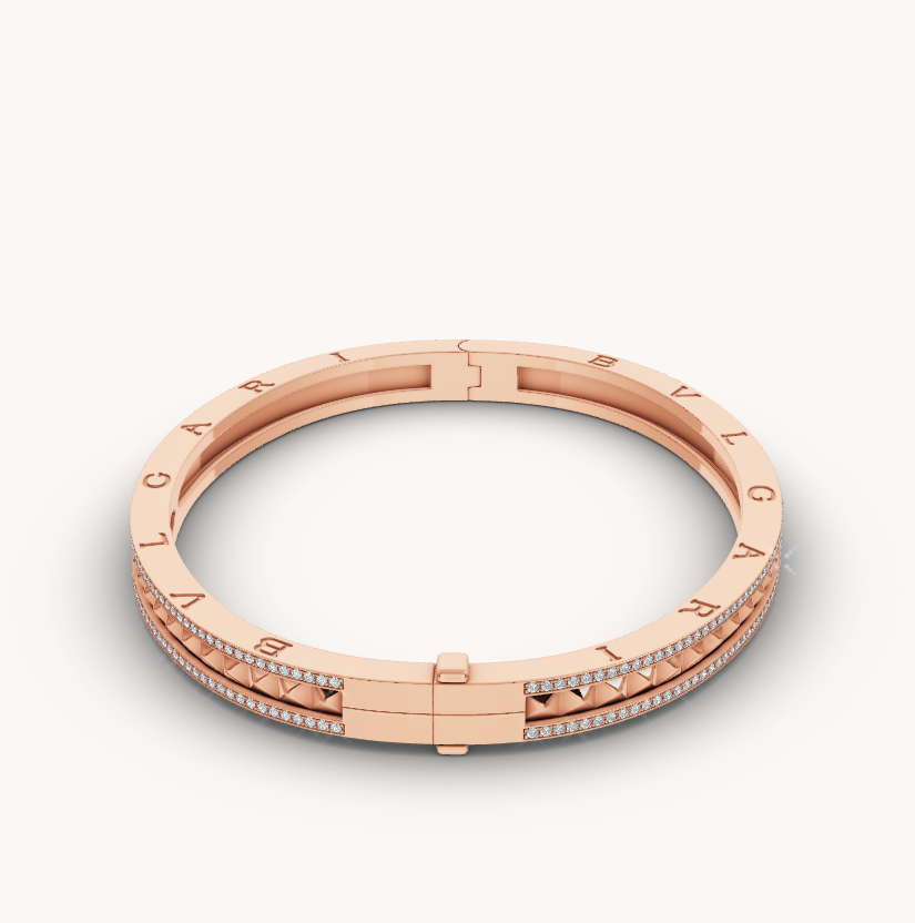 [⭐Luxus]ZERO 1 SPIRAL-ARMBAND MIT DIAMANTBESATZ IN ROSÉGOLD