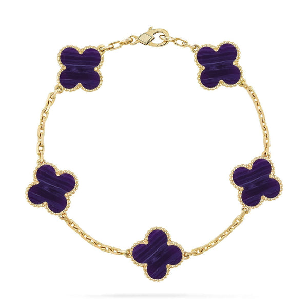 [Luxery]CLOVER 5 MOTIF PURPLE STRIPES BRACELET COLLECTION