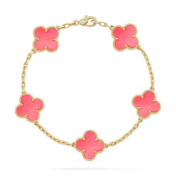 [Luxery] CLOVER 5 MOTIFS  PINK MOP BRACELET COLLECTION