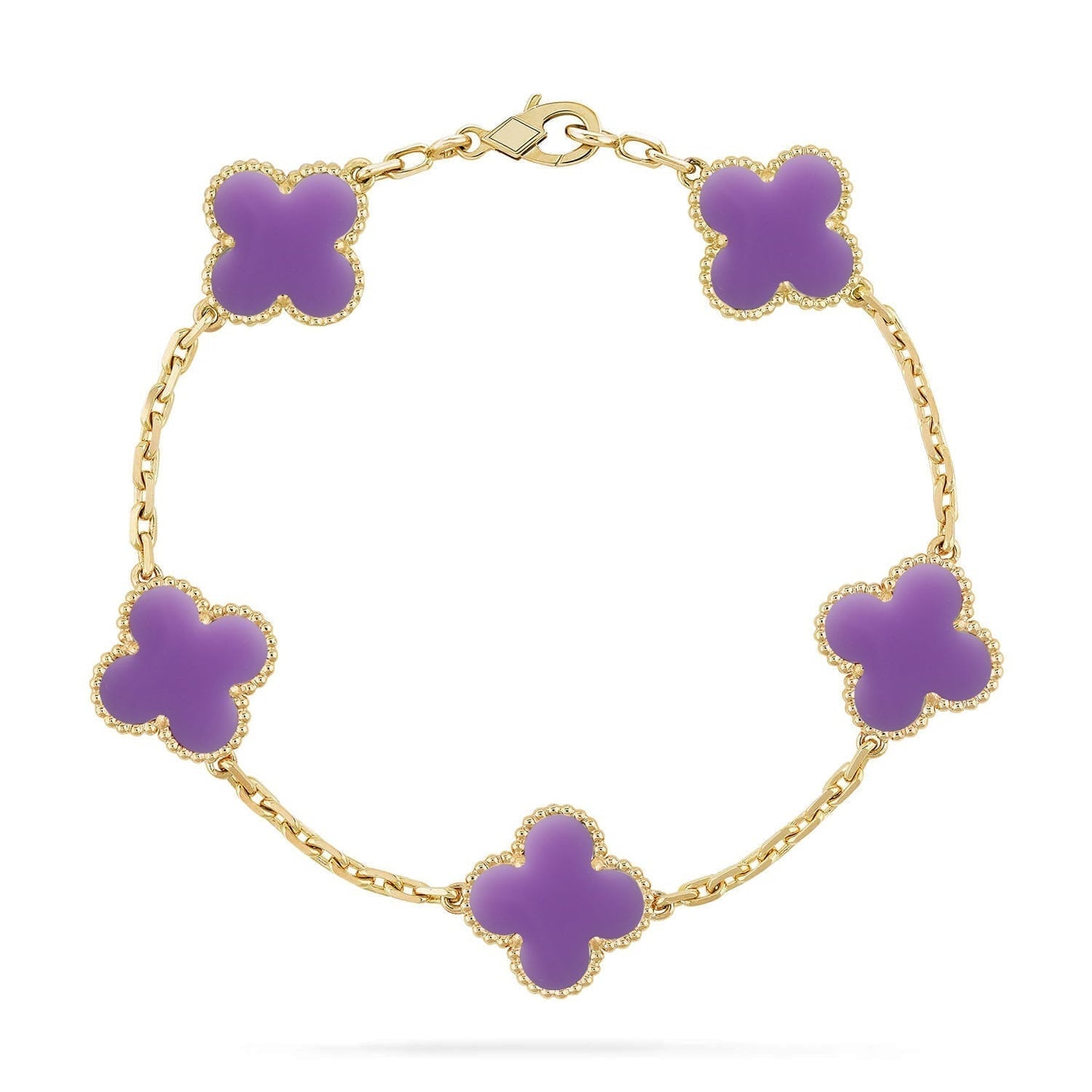 [Luxery]CLOVER 5 MOTIF LIGHT PURPLE BRACELET COLLECTION