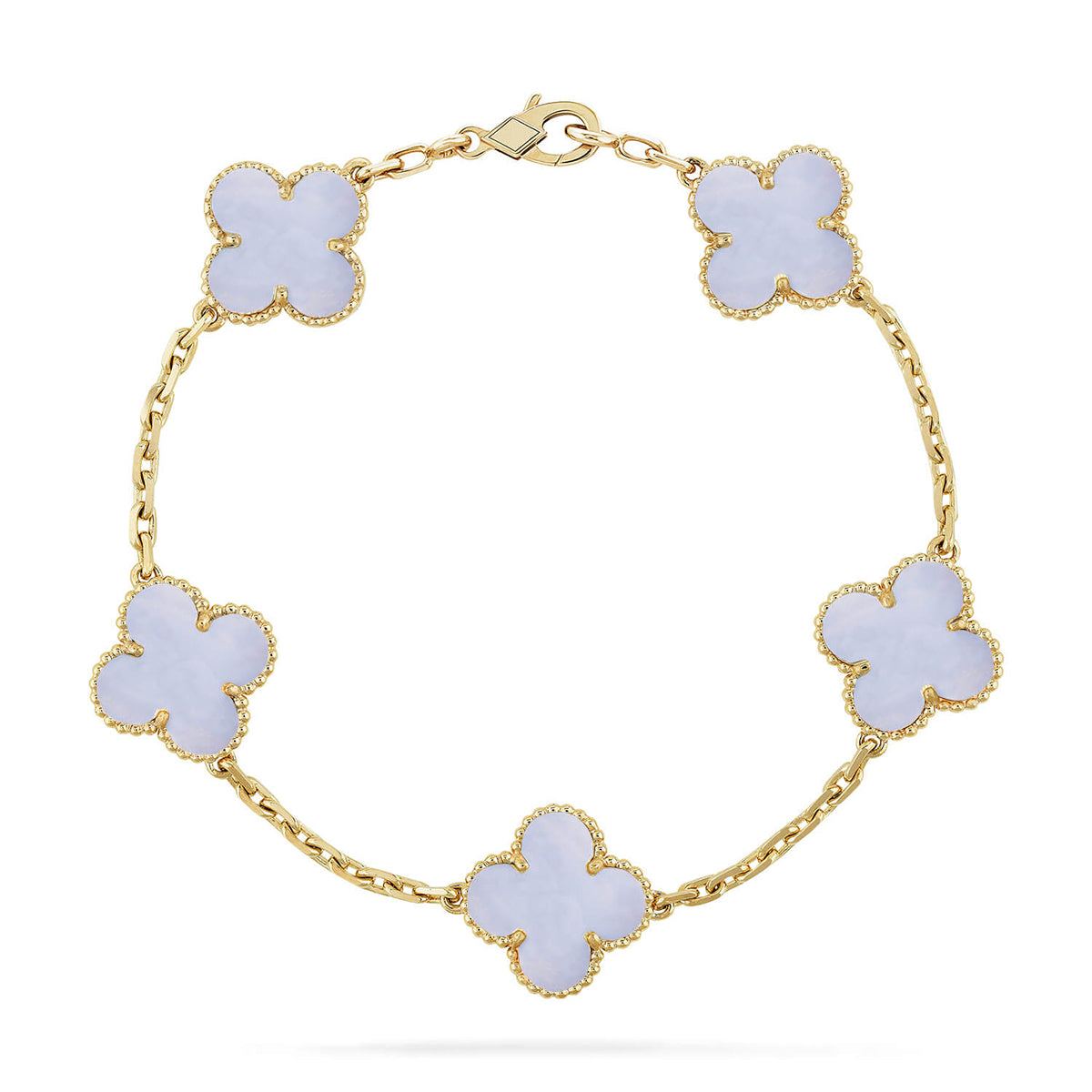 [Luxery] CLOVER 5 MOTIF PURPLE CHALCEDONY BRACELET COLLECTION