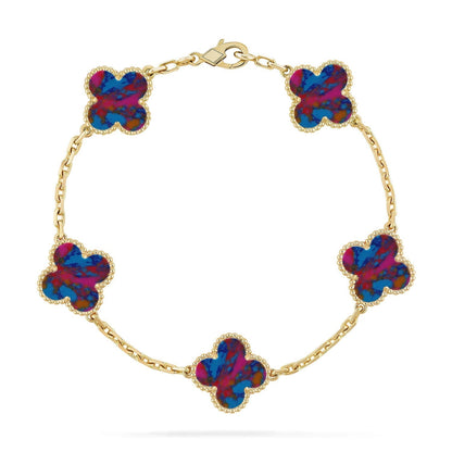 [Luxery]CLOVER 5 MOTIF COLOR GEMSTONES BRACELET COLLECTION