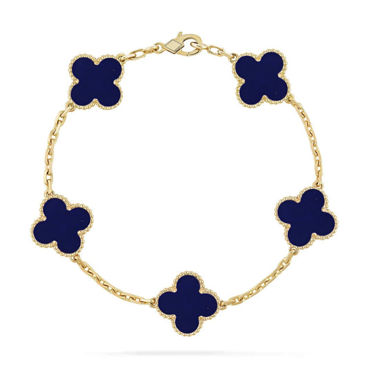 [Luxery]CLOVER 5 MOTIF LAPIS LAZULI BRACELET COLLECTION