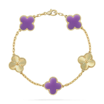 [Luxery]CLOVER 5 MOTIF LIGHT PURPLE BRACELET COLLECTION