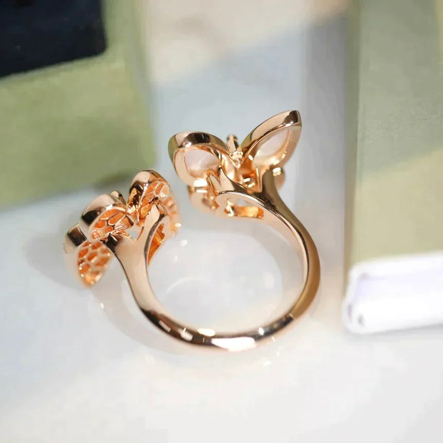 [Luxery]TWIN BUTTERFLY DIAMOND MOP RING