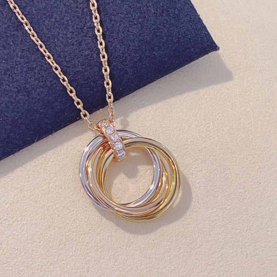 [Luxery]TRINITY NECKLACE GOLD  DIAMONDS