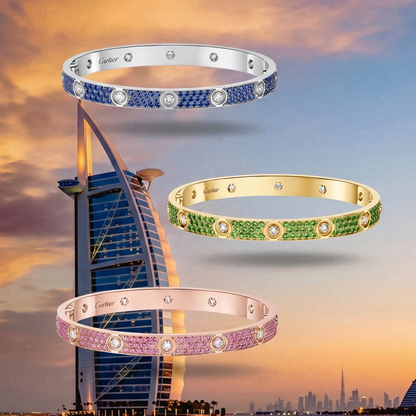 [Luxery]2026 PAVE GEMSTONE LOVE BRACELET 6.1MM 10 DIAMONDS