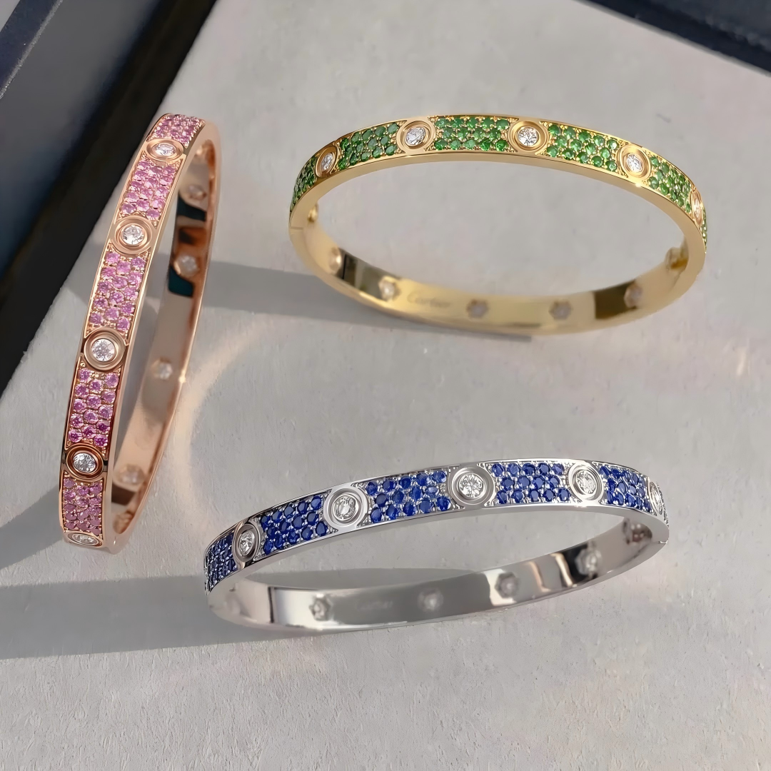 [Luxery]2026 PAVE GEMSTONE LOVE BRACELET 6.1MM 10 DIAMONDS