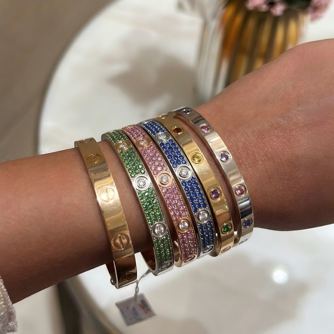 [Luxery]2026 PAVE GEMSTONE LOVE BRACELET 6.1MM 10 DIAMONDS