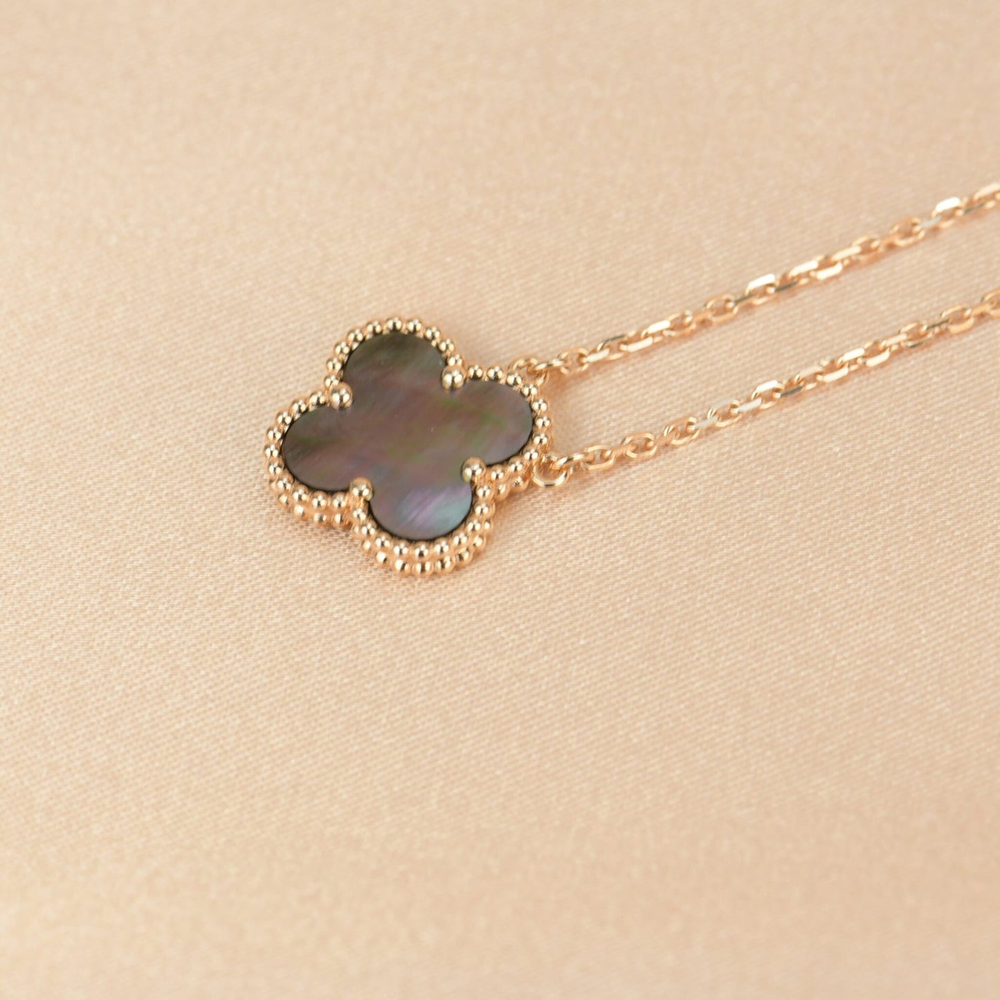 [Luxery]CLOVER 15MM  GRAY MOTHER OF PEARL NECKLACE