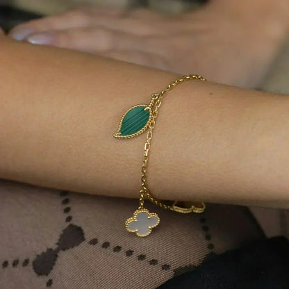 [Luxery]LUCKY SPRING 5 MOTIF GOLD BRACELET