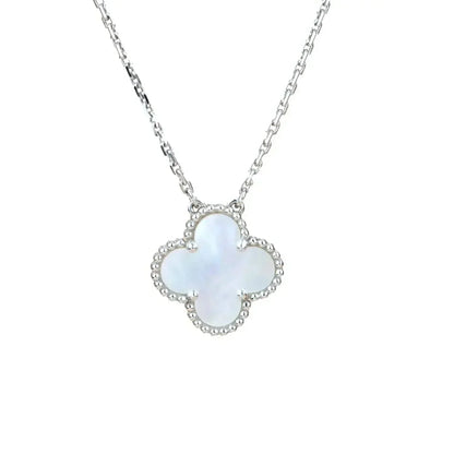 [Luxery]CLOVER  15MM WHITE MOTHER-OF-PEARL SILVER