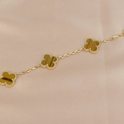 [Luxery] CLOVER 5 MOTIFS TIGER EYE BRACELET COLLECTION