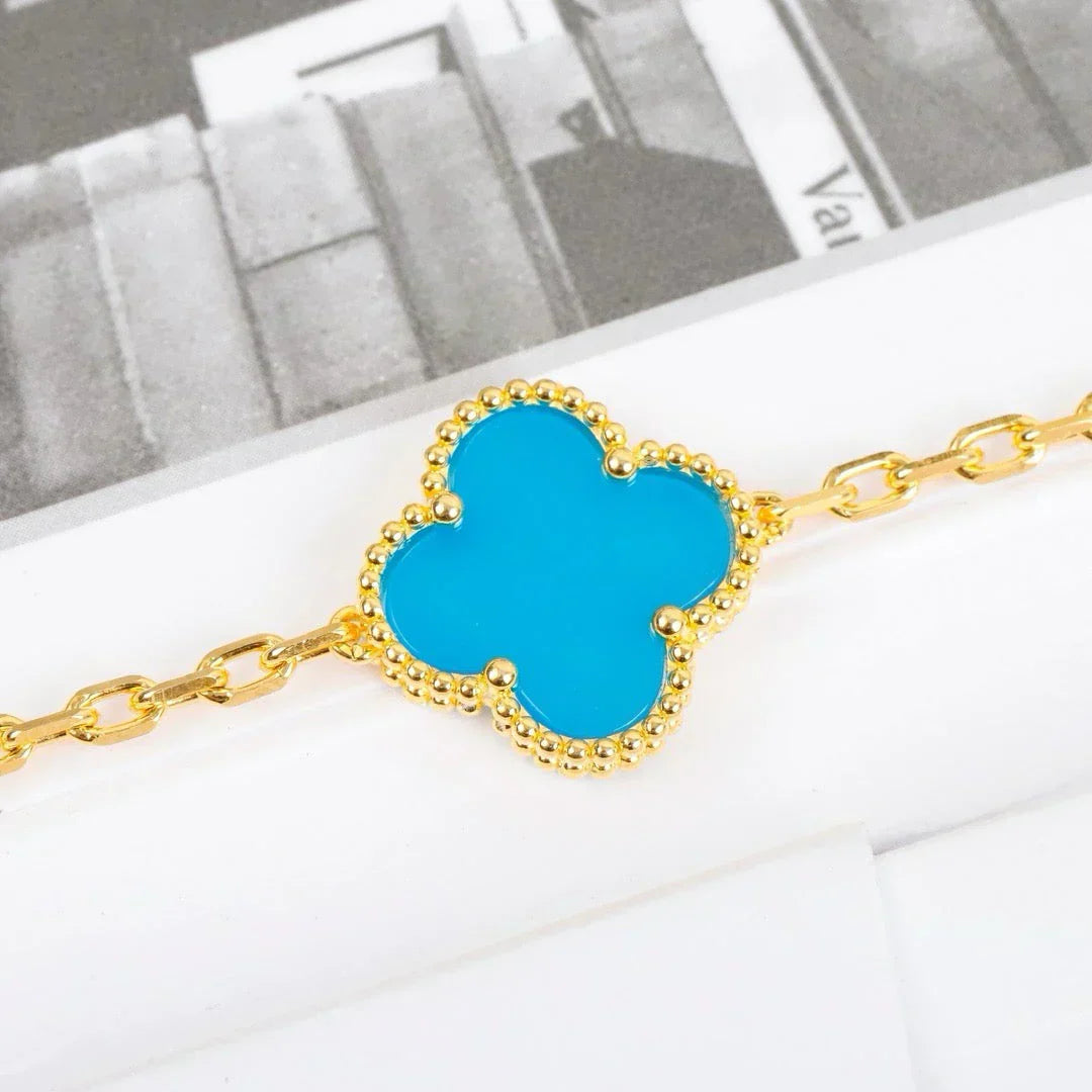 [Luxery] CLOVER 5 MOTIF TURQUOISE BRACELET COLLECTION