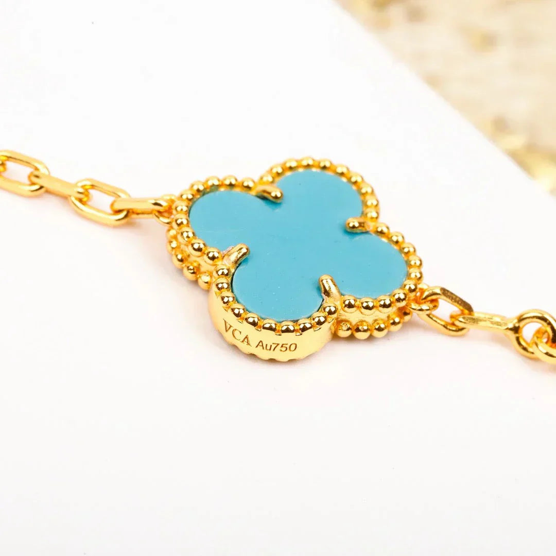 [Luxery] CLOVER 5 MOTIF TURQUOISE BRACELET COLLECTION