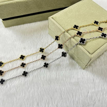 [Luxery]CLOVER 6 MOTIF  ONYXS BRACELET-w