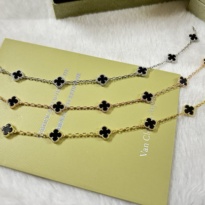 [Luxery]CLOVER 6 MOTIF  ONYXS BRACELET-w