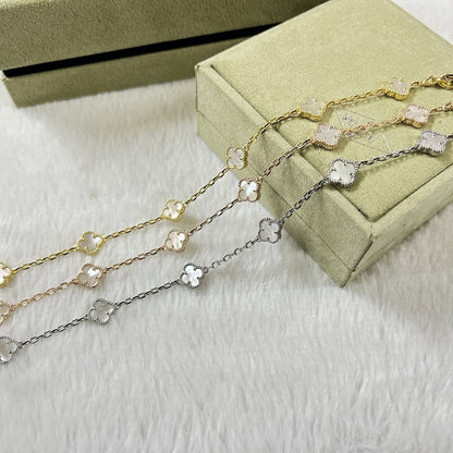 [Luxery]CLOVER 6 MOTIF WHITE MOP BRACELET-w