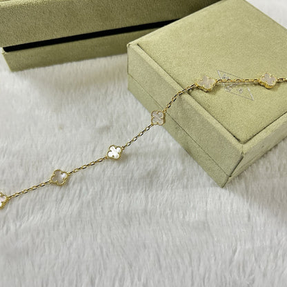 [Luxery]CLOVER 6 MOTIF WHITE MOP BRACELET-w