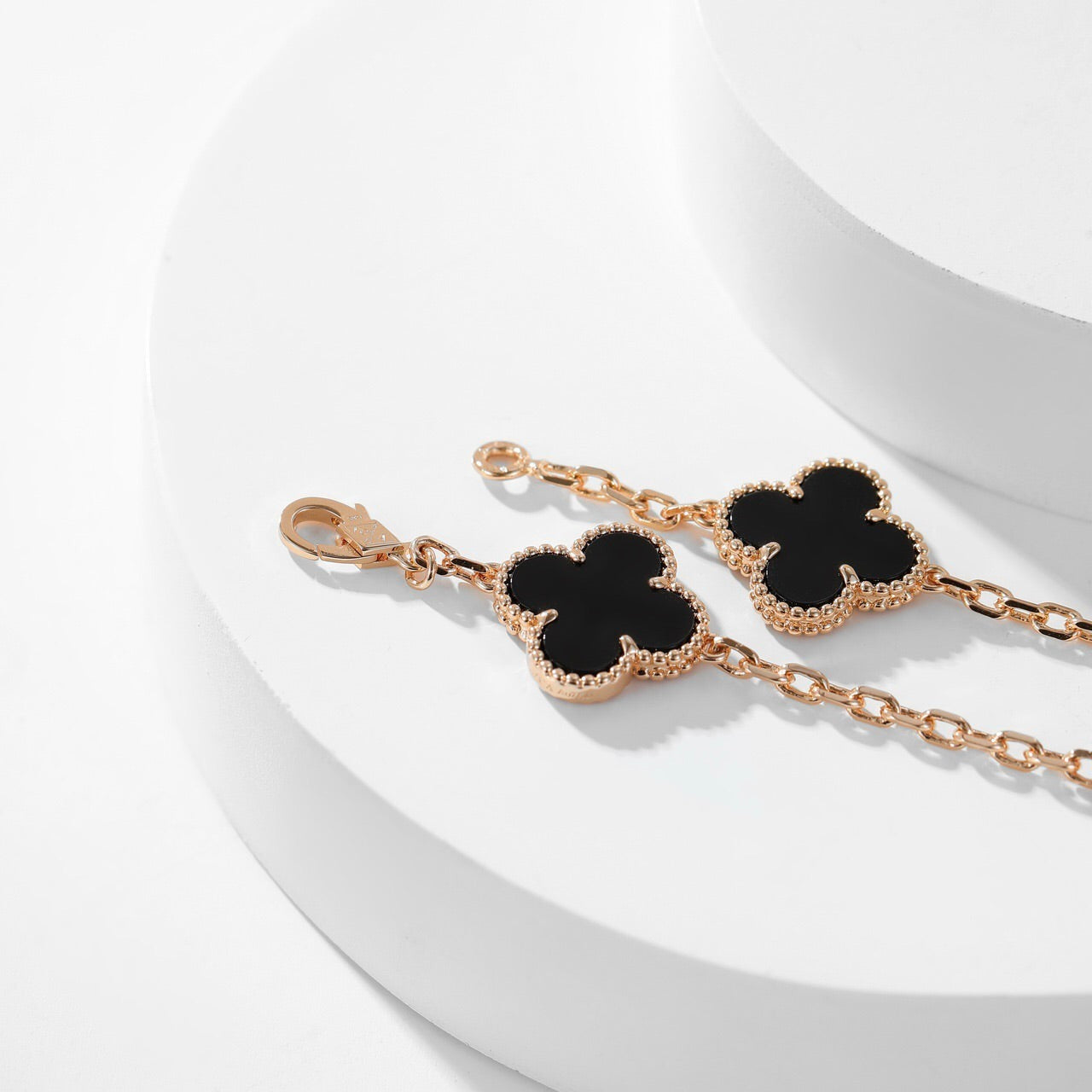 [Luxery]CLOVER 10 MOTIFS ONYX NECKLACE