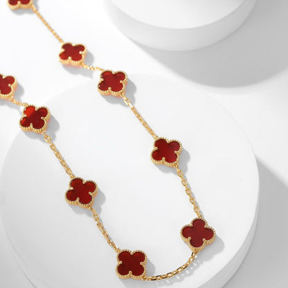 [Luxery]CLOVER 10 MOTIFS CARNELIAN NECKLACE