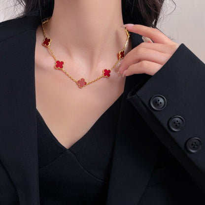 [Luxery]CLOVER 10 MOTIFS CARNELIAN NECKLACE