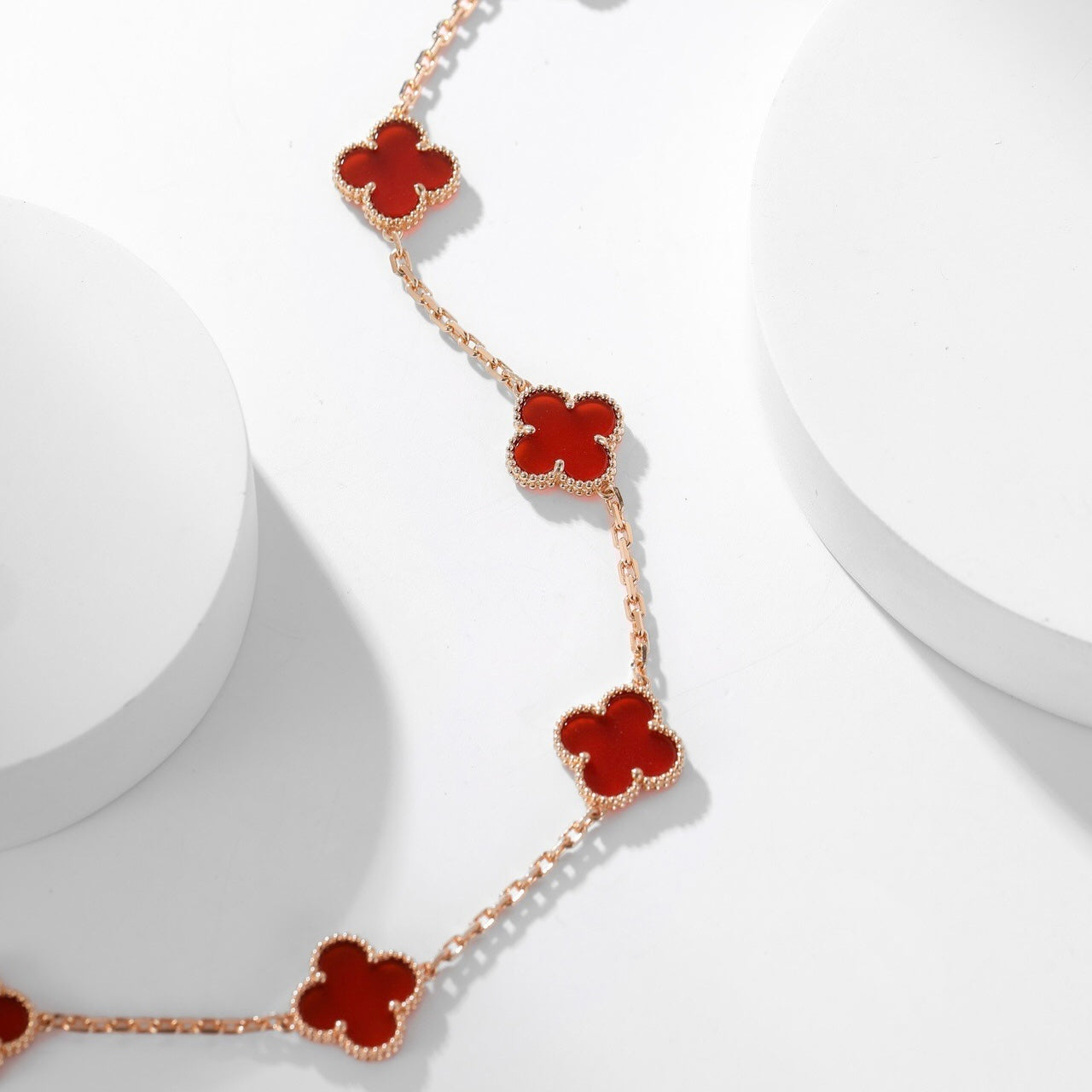 [Luxery]CLOVER 10 MOTIFS CARNELIAN NECKLACE