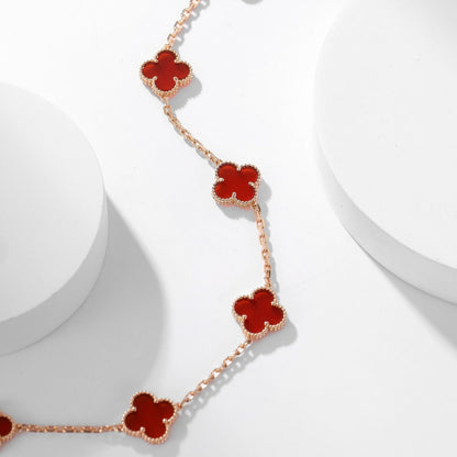 [Luxery]CLOVER 10 MOTIFS CARNELIAN NECKLACE