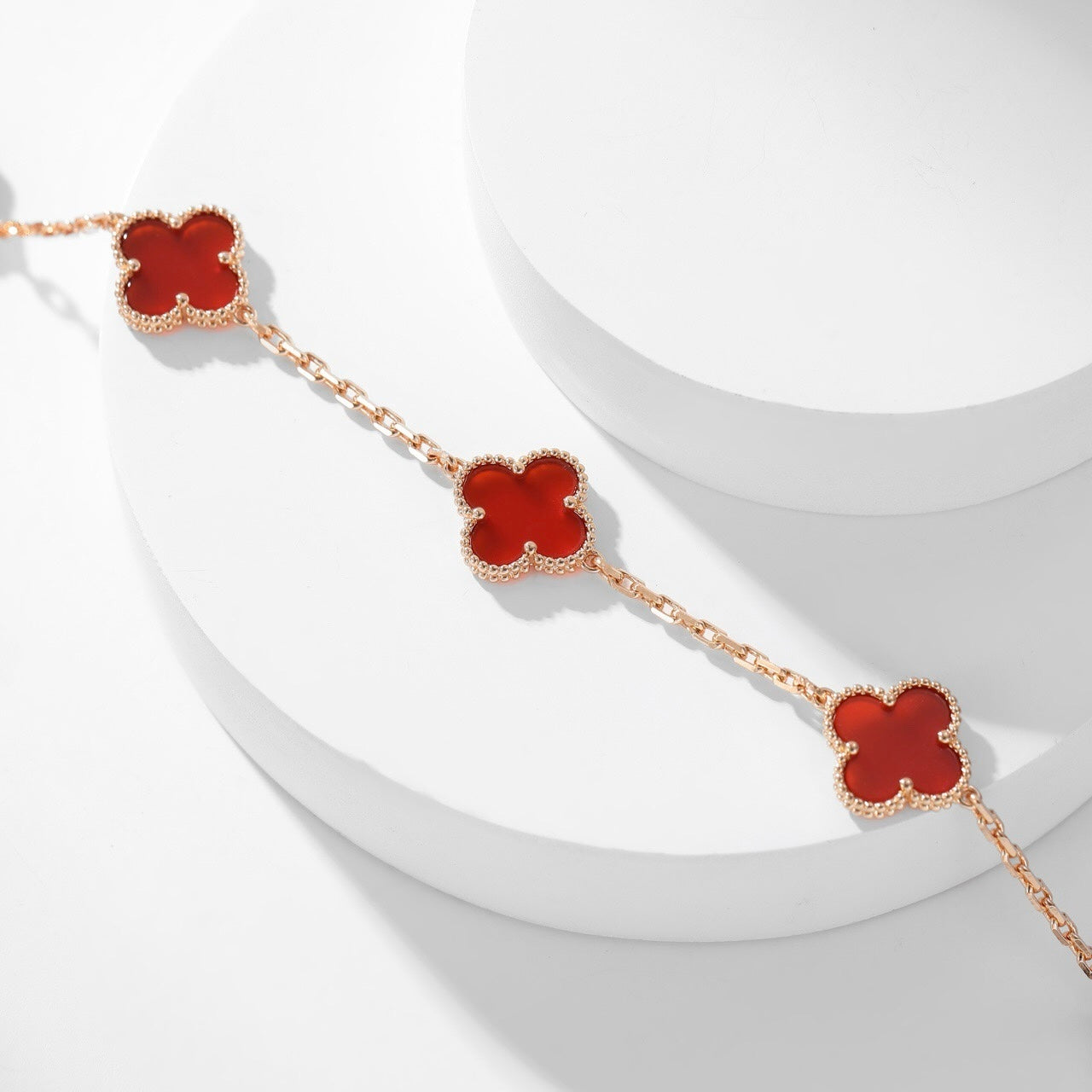 [Luxery]CLOVER 10 MOTIFS CARNELIAN NECKLACE