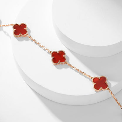 [Luxery]CLOVER 10 MOTIFS CARNELIAN NECKLACE
