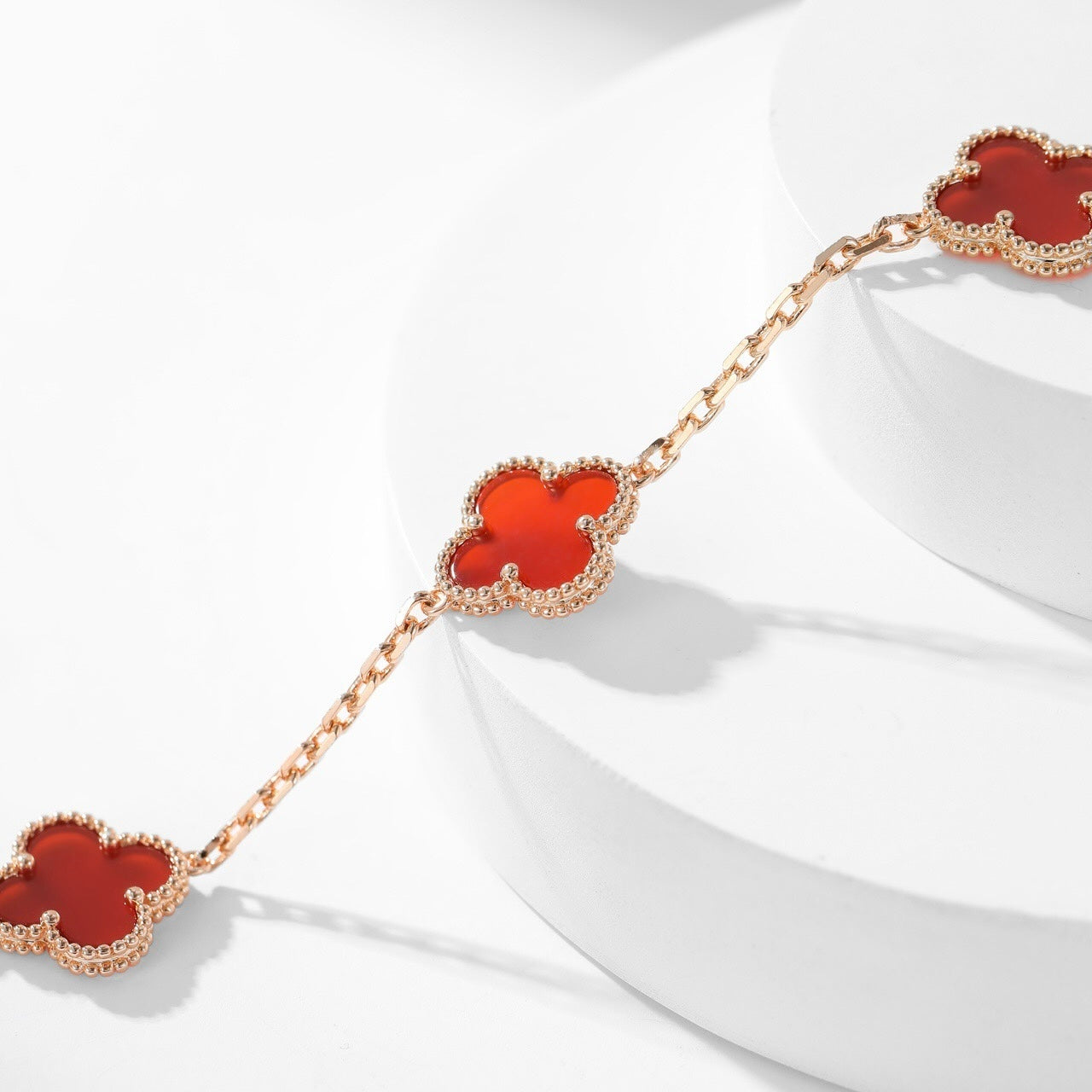 [Luxery]CLOVER 10 MOTIFS CARNELIAN NECKLACE