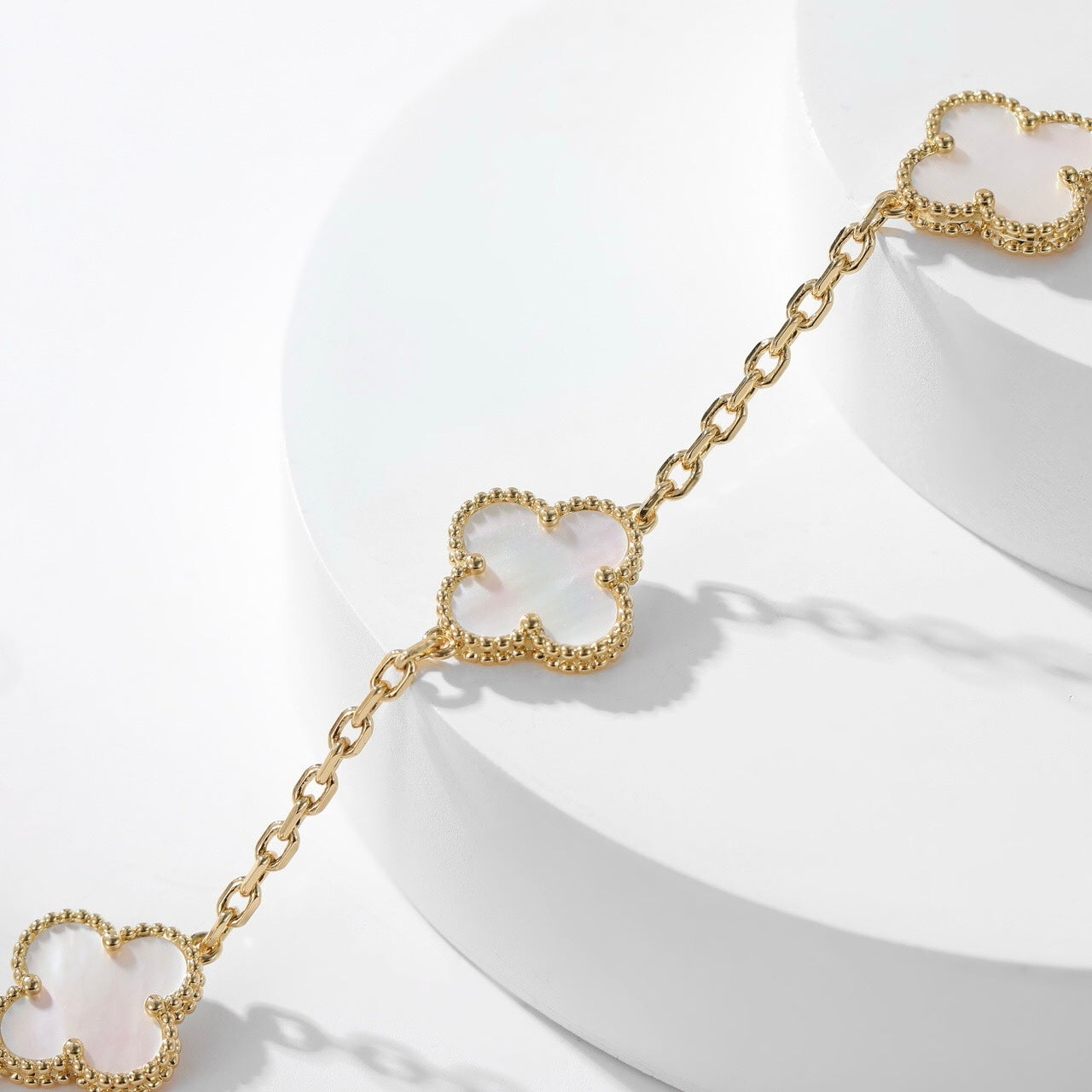 [Luxery]CLOVER 10 MOTIFS WHITE MOTHER OF PEARL NECKLACE