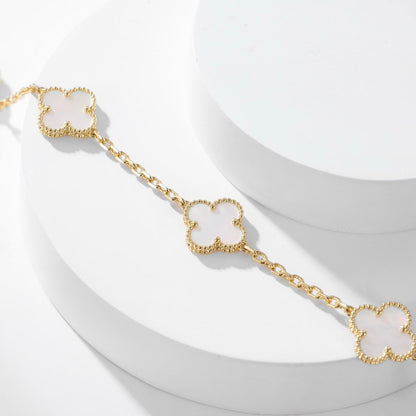 [Luxery]CLOVER 10 MOTIFS WHITE MOTHER OF PEARL NECKLACE