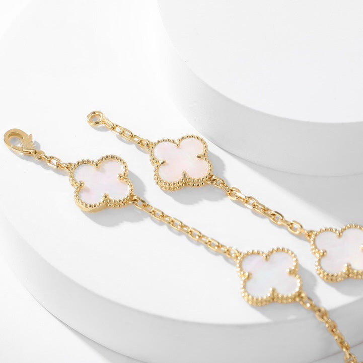 [Luxery]CLOVER 10 MOTIFS WHITE MOTHER OF PEARL NECKLACE