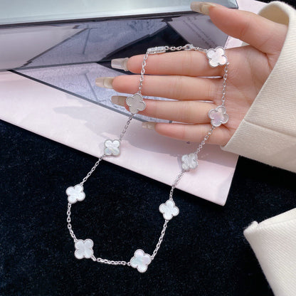 [Luxery]CLOVER 10 MOTIFS WHITE MOTHER OF PEARL NECKLACE