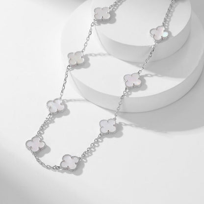 [Luxery]CLOVER 10 MOTIFS WHITE MOTHER OF PEARL NECKLACE