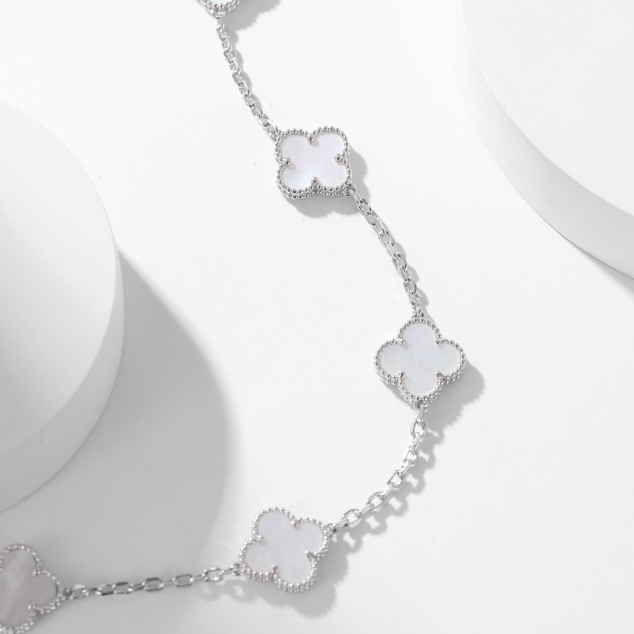 [Luxery]CLOVER 10 MOTIFS WHITE MOTHER OF PEARL NECKLACE